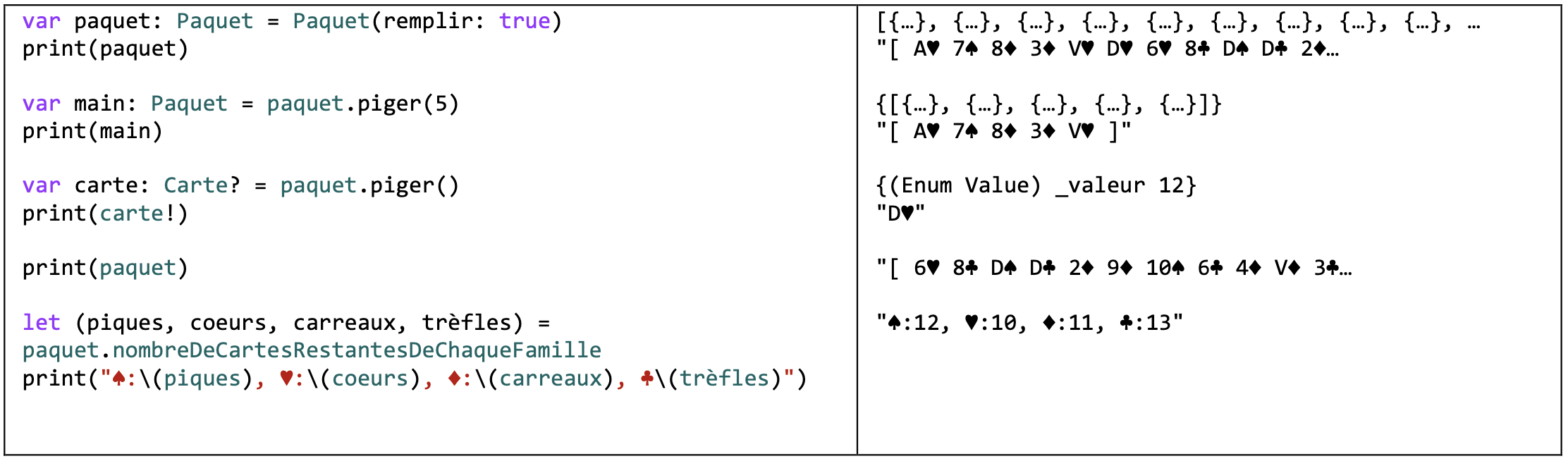 Code pilote vous permettant de tester vous classes