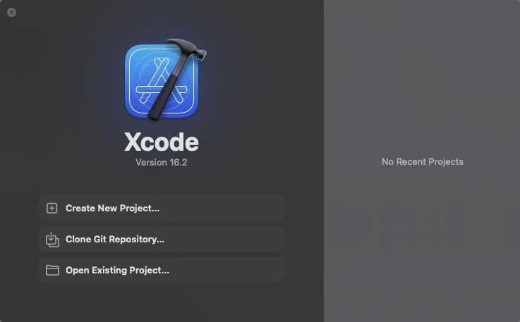 Interface de Xcode 16.2